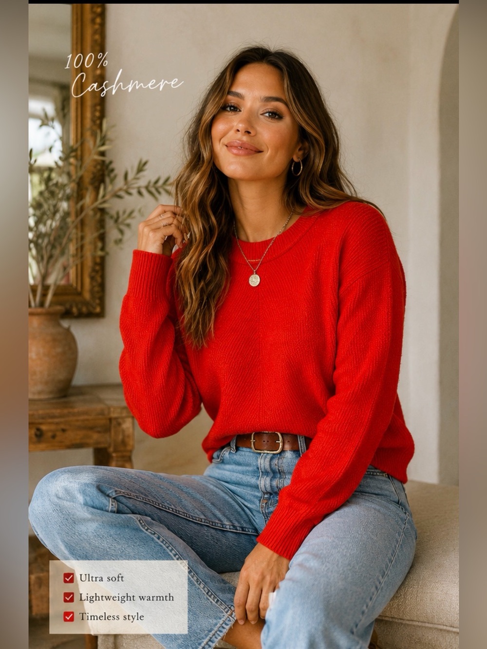 Rag & Bone 100% Cashmere Orange Crewneck Sweater Women’s Small Luxury Knit
